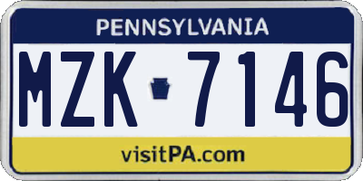 PA license plate MZK7146