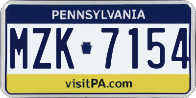 PA license plate MZK7154