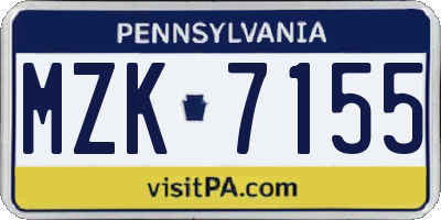PA license plate MZK7155
