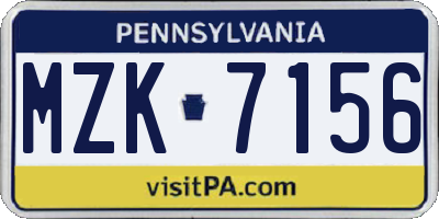 PA license plate MZK7156