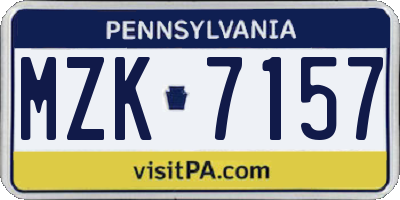 PA license plate MZK7157