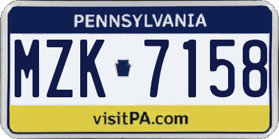 PA license plate MZK7158