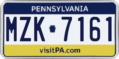 PA license plate MZK7161