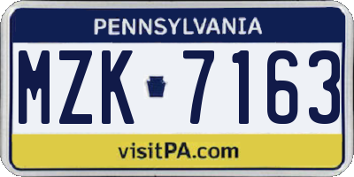 PA license plate MZK7163