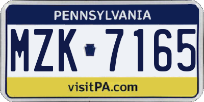 PA license plate MZK7165