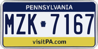 PA license plate MZK7167