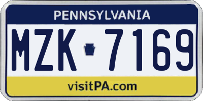 PA license plate MZK7169