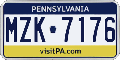 PA license plate MZK7176
