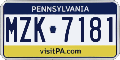 PA license plate MZK7181
