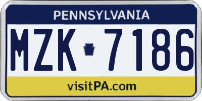 PA license plate MZK7186