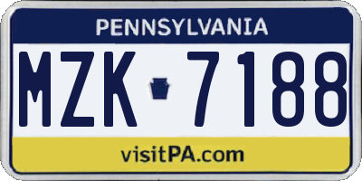 PA license plate MZK7188