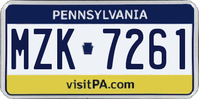 PA license plate MZK7261