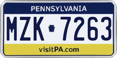 PA license plate MZK7263