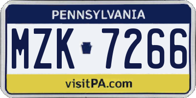 PA license plate MZK7266