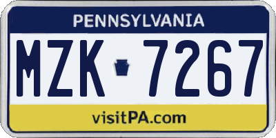 PA license plate MZK7267