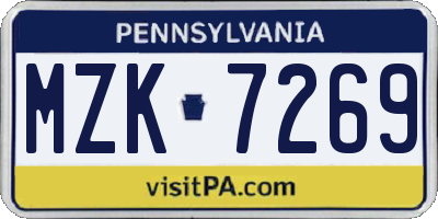 PA license plate MZK7269