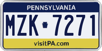 PA license plate MZK7271