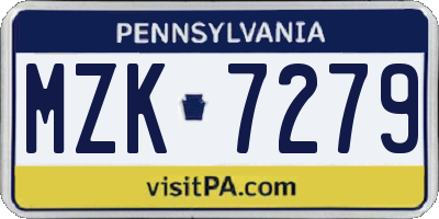 PA license plate MZK7279