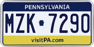 PA license plate MZK7290