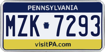 PA license plate MZK7293