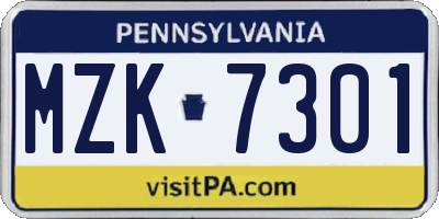 PA license plate MZK7301