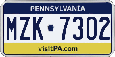 PA license plate MZK7302