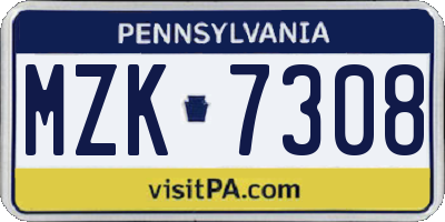 PA license plate MZK7308