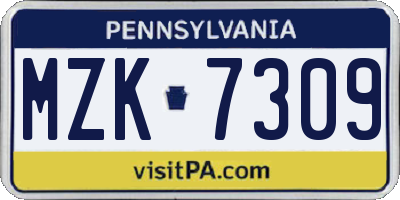 PA license plate MZK7309