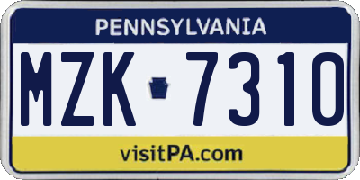 PA license plate MZK7310