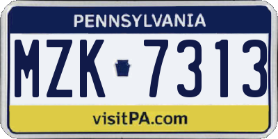 PA license plate MZK7313