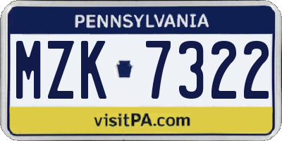 PA license plate MZK7322