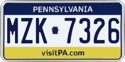 PA license plate MZK7326