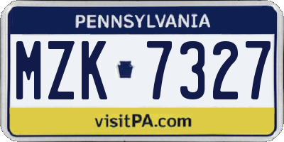 PA license plate MZK7327