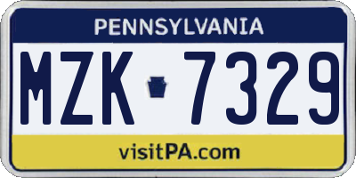 PA license plate MZK7329