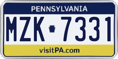 PA license plate MZK7331