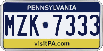 PA license plate MZK7333