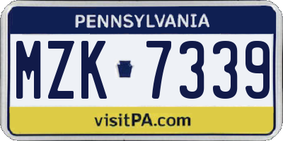 PA license plate MZK7339