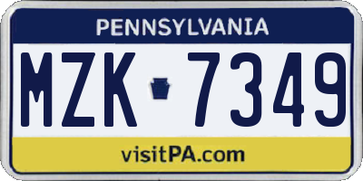 PA license plate MZK7349