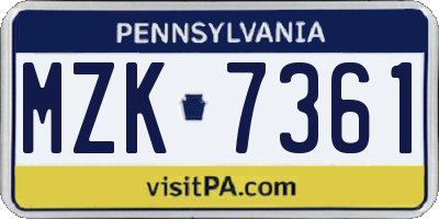 PA license plate MZK7361