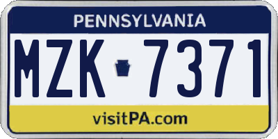 PA license plate MZK7371