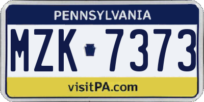 PA license plate MZK7373
