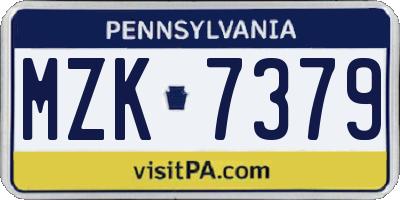 PA license plate MZK7379