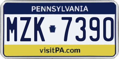 PA license plate MZK7390