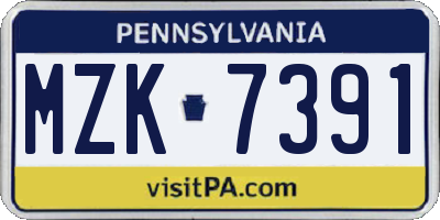 PA license plate MZK7391