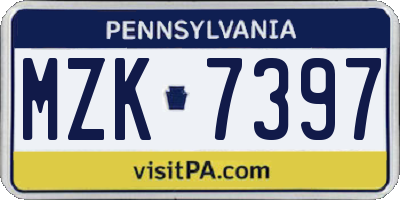 PA license plate MZK7397