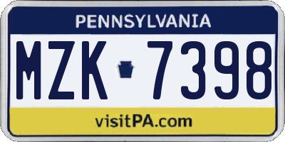 PA license plate MZK7398