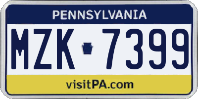 PA license plate MZK7399