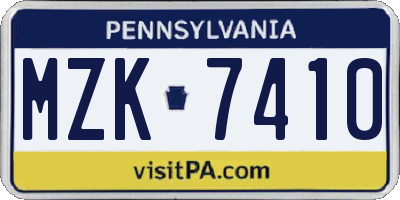 PA license plate MZK7410