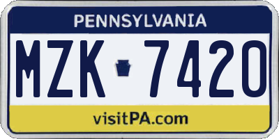 PA license plate MZK7420