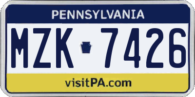 PA license plate MZK7426